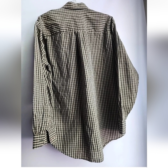 Van Heusen Large Men yellow tan black plaid casual long sleeve dress shirt - Picture 9 of 9